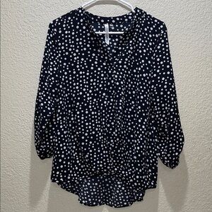 NY Collection Black and White Polka Dot Blouse